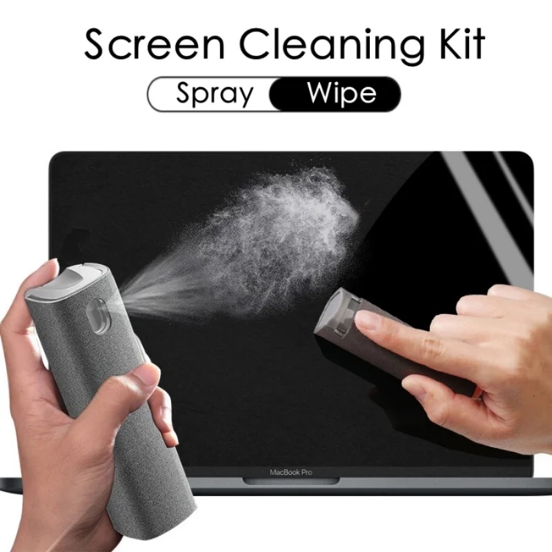 2in1 Microfiber Screen Cleaner Spray Bottle Set Mobile Phone Ipad Computer Microfiber Cloth Wipe Iphone Cleaning Glasses Wipes images - 6