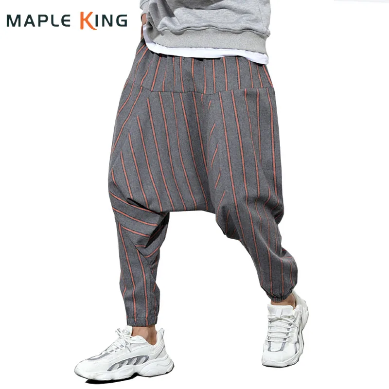 

Винтажные полосатые мужские мешковатые серые спортивные брюки Pantalones панк свободная уличная одежда мужские повседневные широкие спортивны...