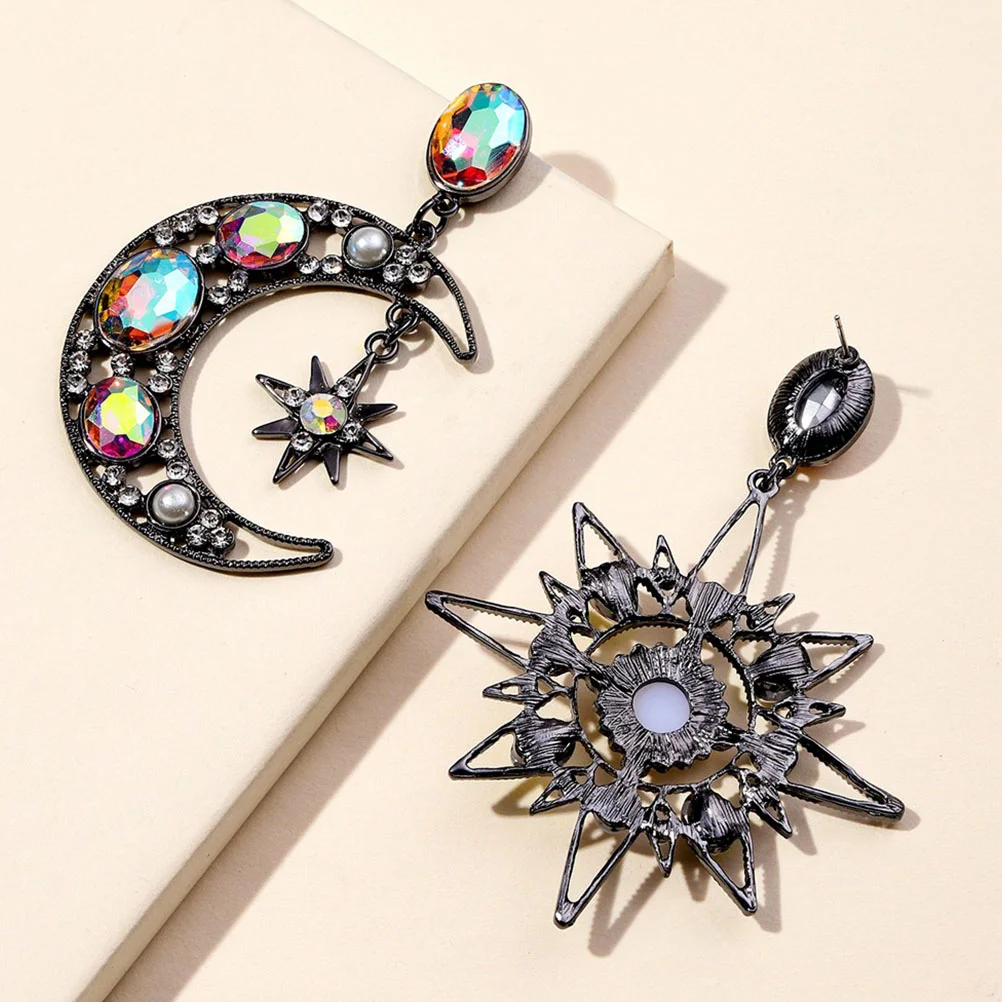 

Star Moon Earrings Jewelry Women Studs Statement Mismatched Hypoallergenic Pendant Dangle