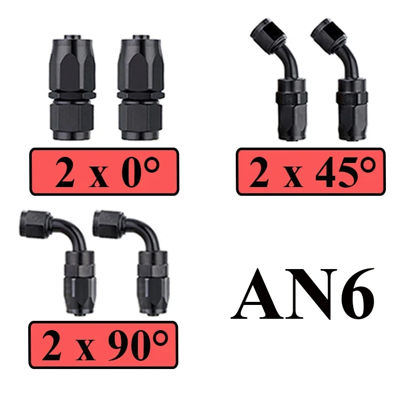 

6 шт. Универсальный AN4 AN6 AN8 AN10 AN12 прямой 0 45 90 градусов Алюминиевый Стандартный адаптер для маслопровода CPE