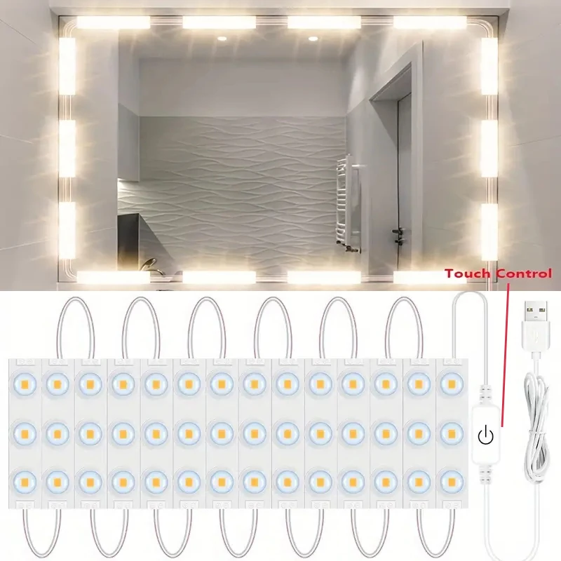 

Touch Control LED Vanity Lights Dimmable Makeup Light Bathroom Mirror Lights USB LED Strip Lights Dressing Table Make Up Lamp