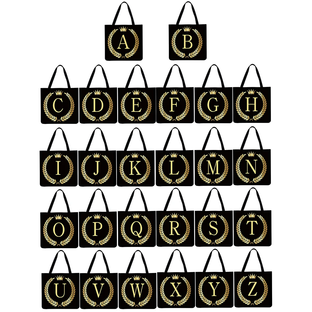 

Linen Printed Handbag Portable Shoulder Bag Letter Printing High Capacity Shopping Storage Bag Women Beach Tote Bag