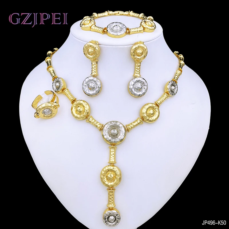 

Dubai Gold Color Jewelry Sets Elegant Necklaces For Women Full Jewelry Set Party Accessories бижутерия комплекты Wholesale