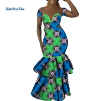 african print dresses for women bazin riche multilayer vestidos mermaid party long dresses traditional africa clothing wy9378