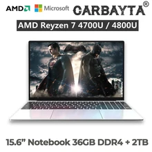 Max RAM 36GB + 2TB SSD 15.6 Inch Laptop Metal Ultrabook AMD Ryzen 7 4700U 4800U Windows 10 Gaming Computer Notebook 5G Bluetooth