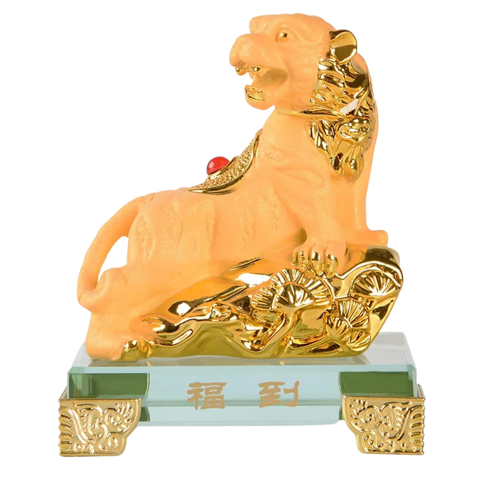 

Chinese Zodiac Tiger Tiger Statues Year Of The Tiger 2022 Feng Shui Tiger Statue With Chinese New Year Coins Golden Resin Collec