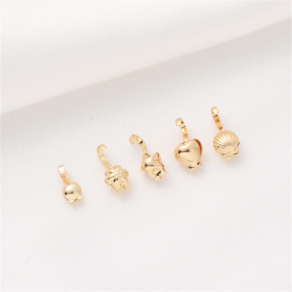

14K package gold diy accessories shell single hole wrap wire buckle chain pentagram closing buckle peach heart with hook
