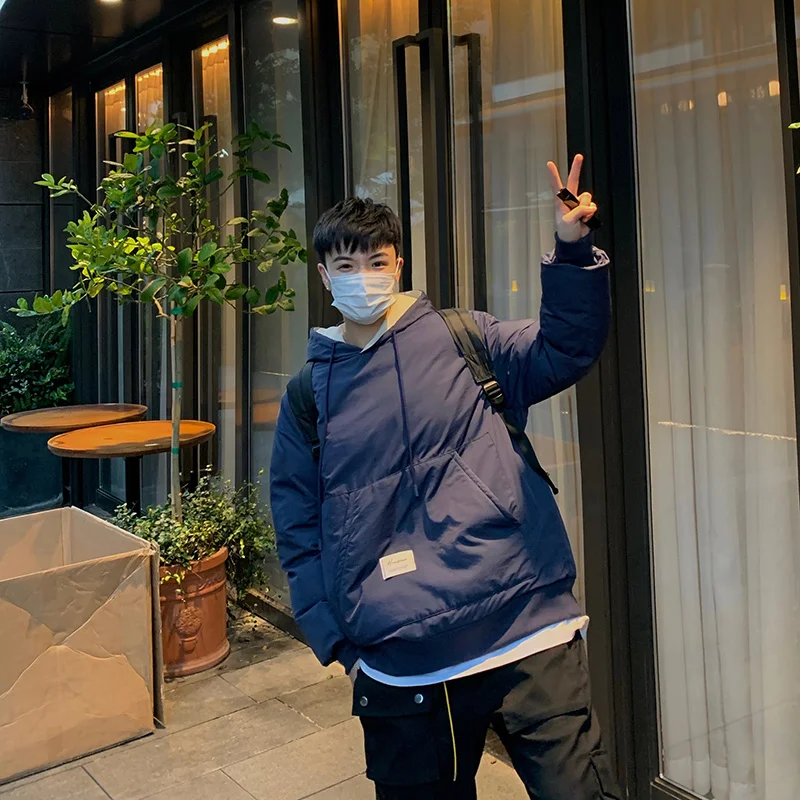 Winter Jacket Men Warm Fashion Thickened Pullover Jacket Men Streetwear Korean Loose Thick Hooded Short Coat Mens Parker Clothes