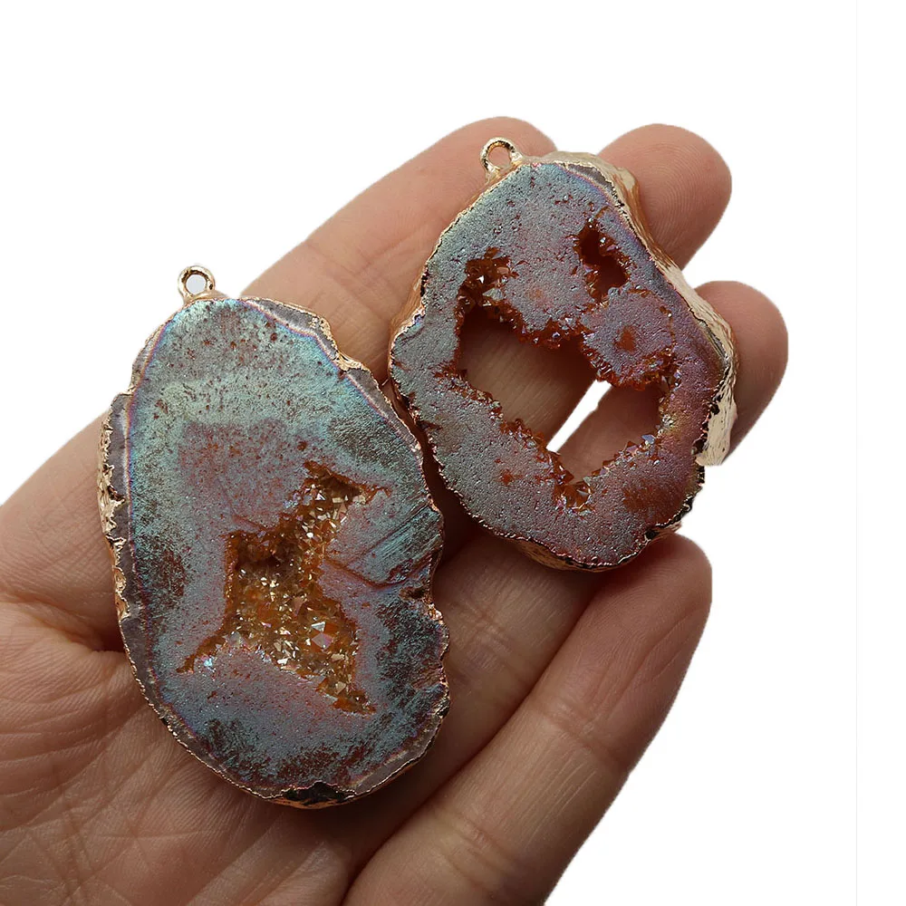 

Exquisite Natural Stone Irregular Onyx Pendant 30-65mm Hole Charm Jewelry Making Crystal DIY Necklace Earring Accessory Material