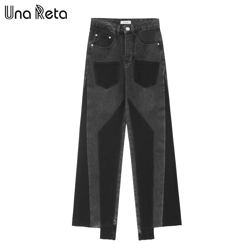 

Una Reta Hip Hop Men Jeans New Men's Clothing High Street Patchwork Loose Denim Pants Harajuku Trousers Couple Jeans