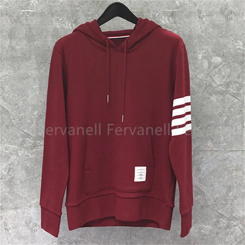 TB Burgundy Sweatshirt Men Women Pullover New Fashion Sport Tops Over Size Running Clothes Luxury Quality Wine Red Hoodies Suit