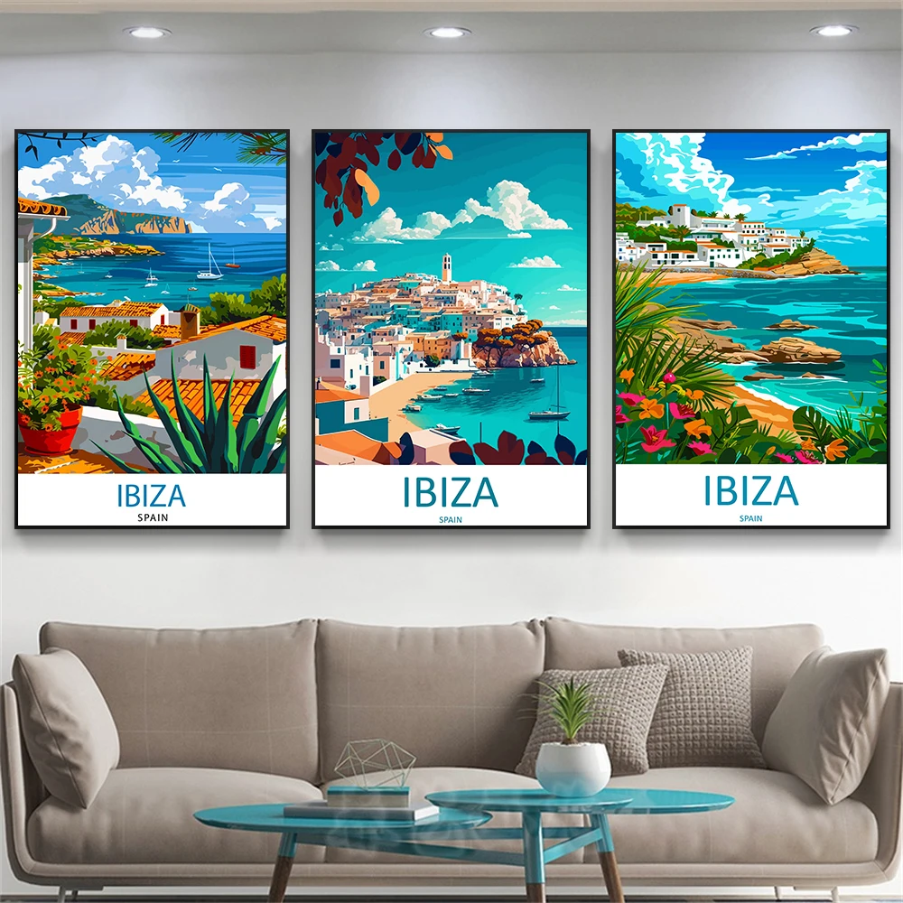 Постер путешествий Испания Ибица Европа художественные принты красочный пейзаж
