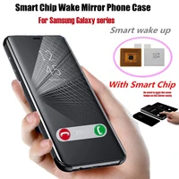 window view flip case for samsung galaxy s9 s8 s10 plus s7 smart chip case for note 8 9 flip free smart wake up leather case
