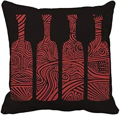 

Red Abstract Wine Alcohol Bar Beverage Black Bottle Burgundy Pillowcase Home Decorative Square Pillow Case Cushion Cover