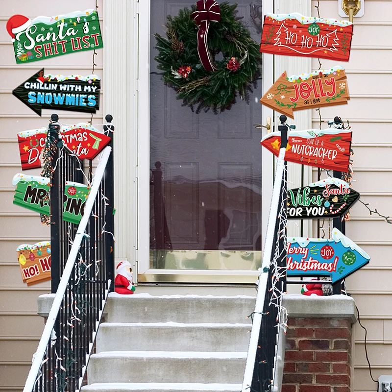 10 шт. рождественские Мультяшные вывески направление фотообои украшения новый