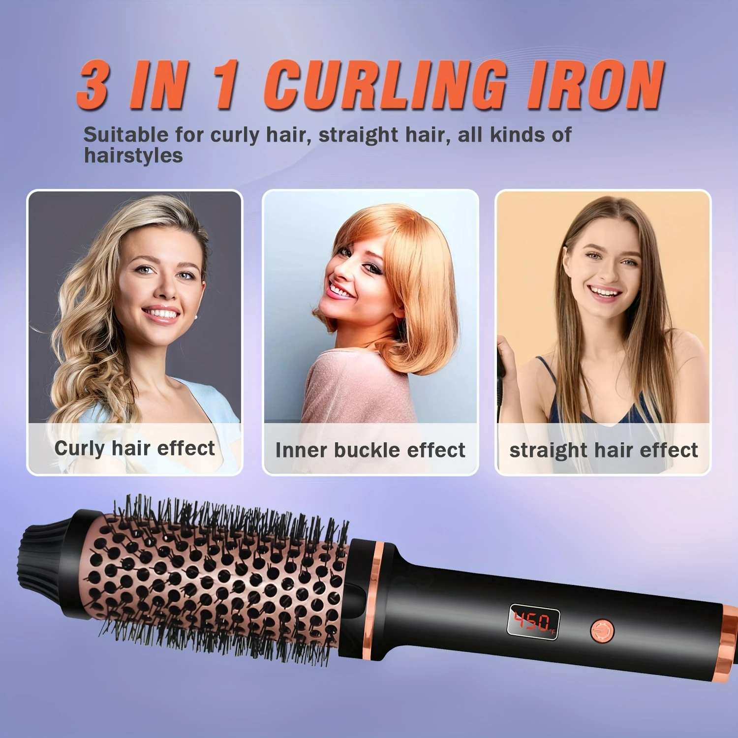 Dual Voltage 1.5-Inch Heated Round Brush Curling Stick for Fluffy Hair Perfect Styling Tool All Hairstyles Suitable Al