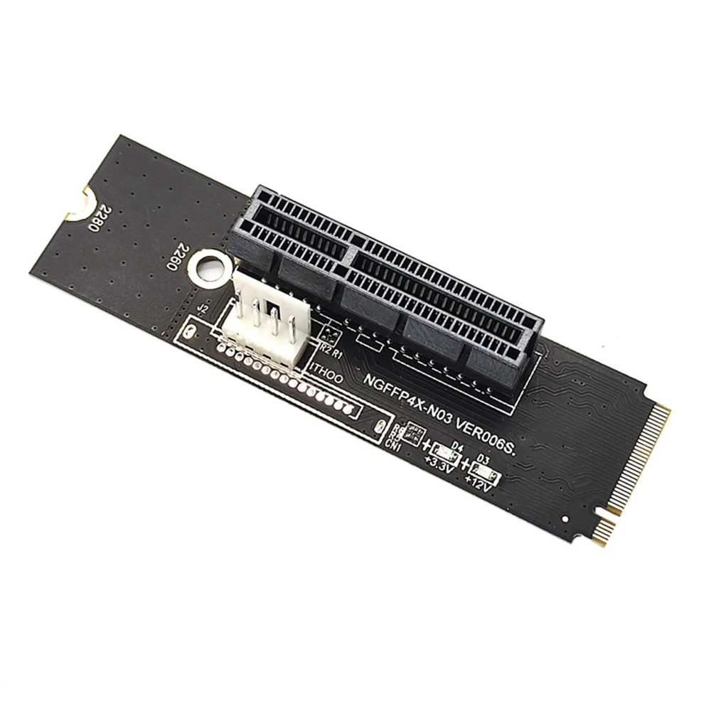 Фото Карта-адаптер AA80 NGFF M.2 на PCI-E 4X X1 (M2 NVME на PCIe X4) с LED-индикатором напряжения для GPU и майнинга BTC №3