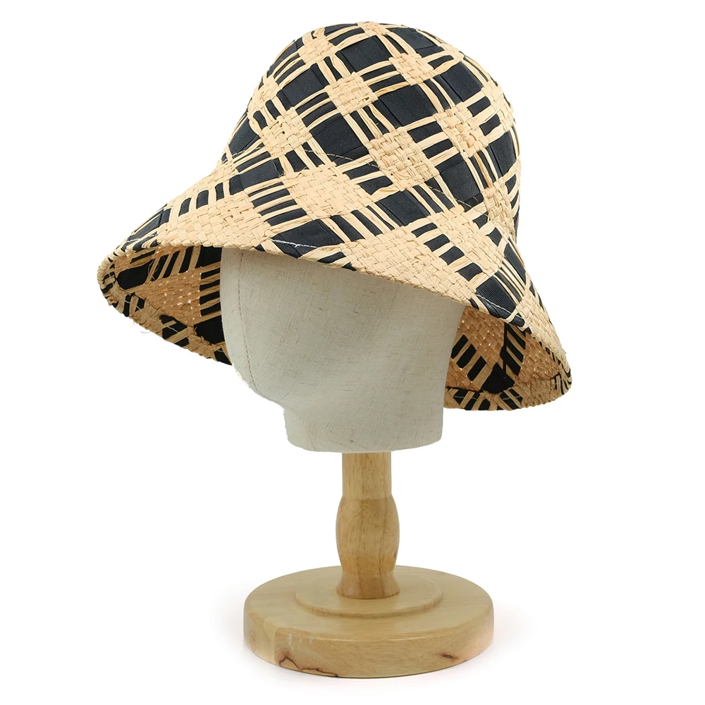 2022 New Raffia Bucket Straw Hat Women Summer Cloche hat Sun Beach Handmade Fashion