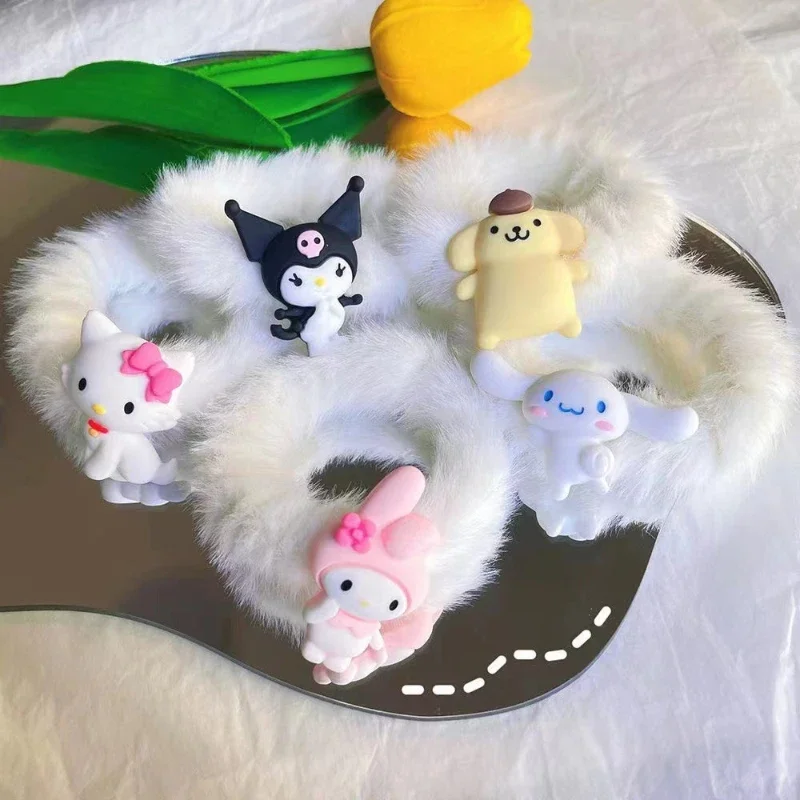 

Kawaii Sanrio аниме Hello Kitty Kuromi My Melody Милая мультяшная искусственная веревка милые аксессуары для волос женское сердце