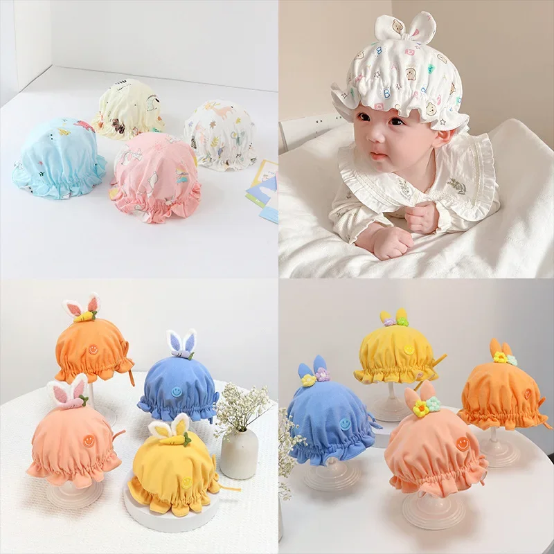 

Демисезонные шапки для маленьких девочек, хлопковые однотонные детские шапки и кепки для 0-24 месяцев, вязаная шапка для новорожденных с кружевными цветами