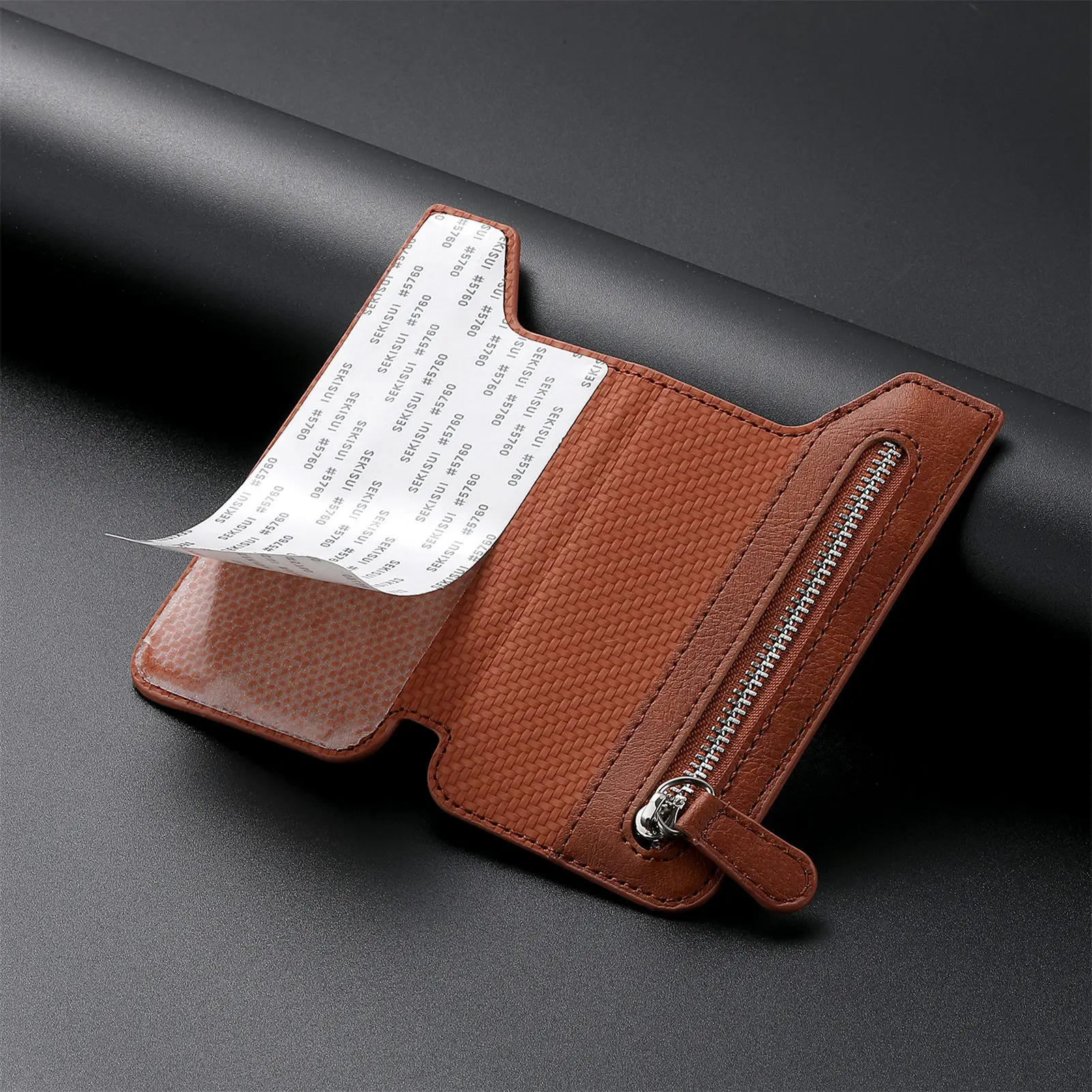 New Wallet Credit Card Holder for All Smartphones Ultra Thin Universal Phone Purse Adhesive Zipper Money Cartera for Women Men