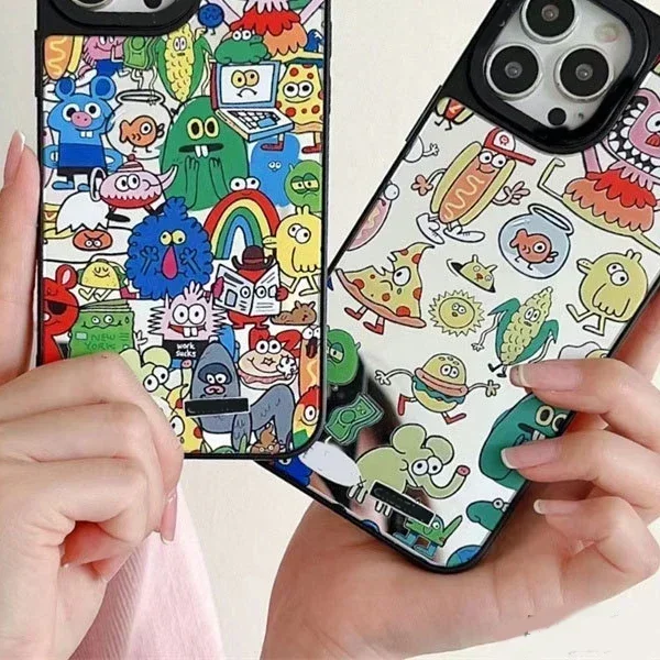 Чехол для телефона с зеркальной поверхностью граффити Монстр чехол iPhone 14 13 12 11 15