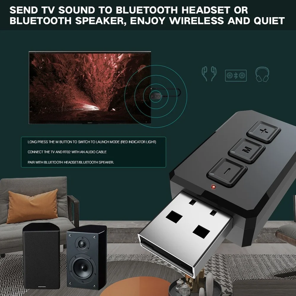 USB Bluetooth-адаптер PzzPss с поддержкой Bluetooth 5 0 и штекером AUX 3 мм |