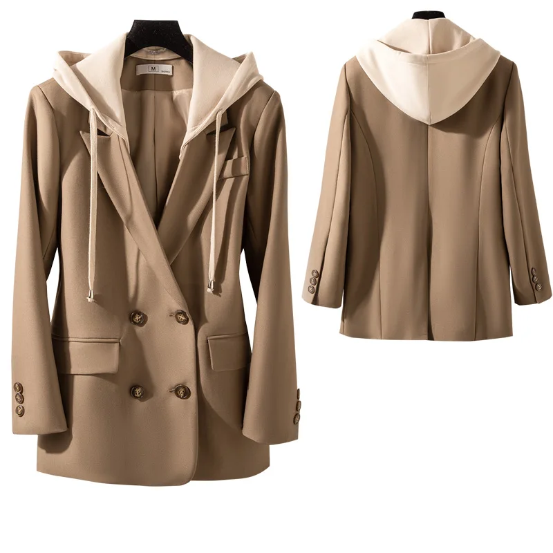 Korean Autumn Winter Women Coffee Gray Formal Blazer Office Ladies Female Long Sleeve Wide Loose Business Work Wear Jacket Coat