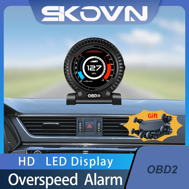 

Новейший автомобильный HUD-компьютер для вождения OBD2, дисплей на лобовом стекле, Спидометр с оборотом двигателя, сигнализация безопасности, автомобильные электронные аксессуары