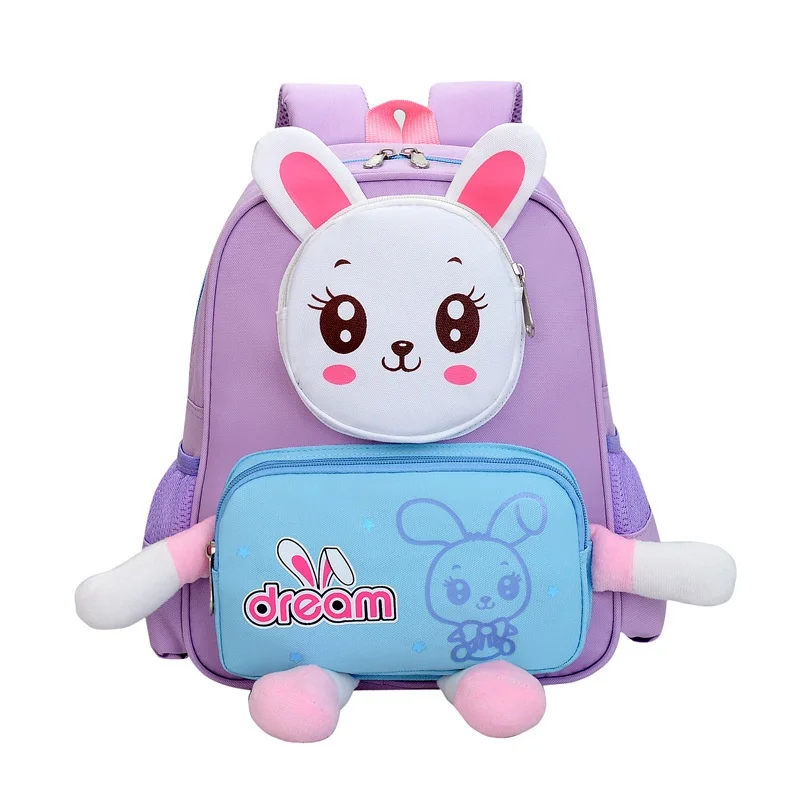 New Children Cartoon Rabbit Tiger Doll Backpacks Fashion Cute Small School Bags for Girls Boys In Kindergarten Travel Bag Hot