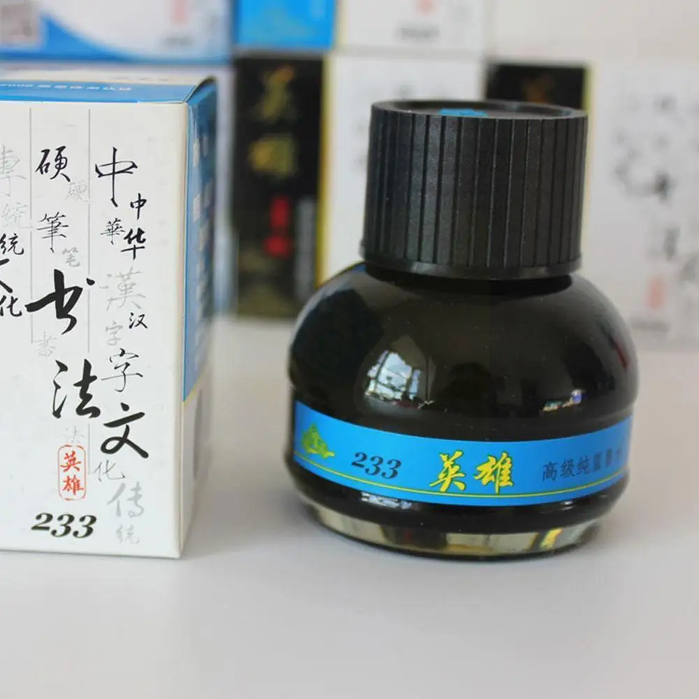 

60ml Bottled Blue Fountain Pen Ink Hero 233 Writing Glass Supplies Stationery Smooth Refill School Office Ink Student Fount G9H9