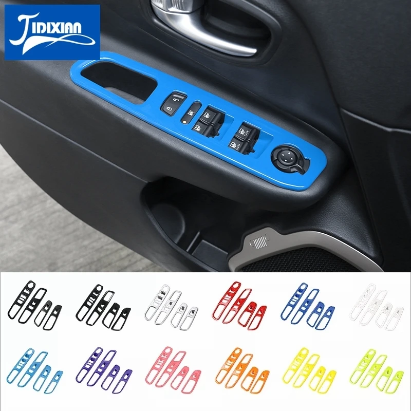 

JIDIXIAN Car Interior Window Lift Switch Button Decoration Cover Stickers for Jeep Renegade 2016 2017 2018 2019 2020 2021 2022