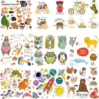 cartoon animals iron on patches owl hot transfer pyrography sticker badges diy boy girl stripes clothes patch stickers appliques