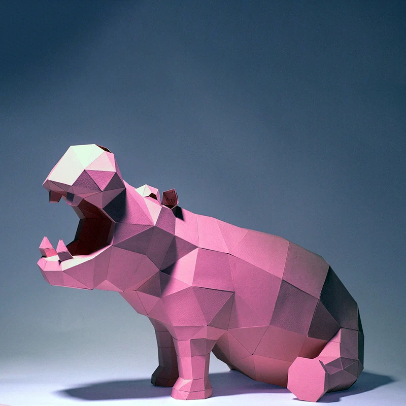 60 см бумажная модель бегемота домашний декор украшение для комнаты пола бумажные