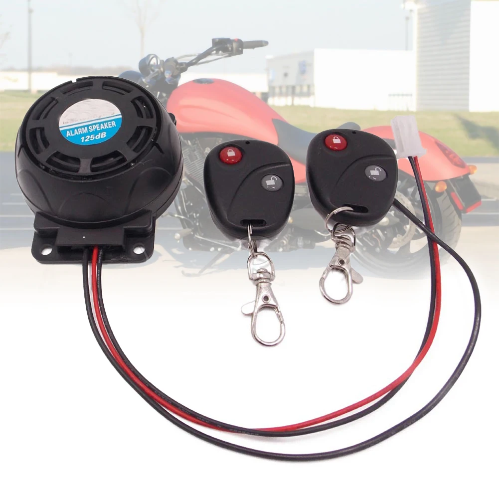 

105-125dB 12V Dual Remote Motorcycle Burglar Alarm Remote Control Alarm Horn Anti-Theft Security System Motorcycle Accessories