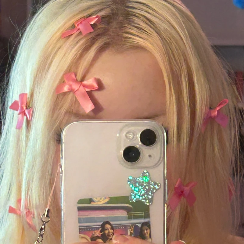 

8pcs 2023 Korean Sweet Pink Bow Hairpin Girl Women Y2K Hair Barrette Lolita Duckbill Clip Side Clip Headwear Hair Accessories