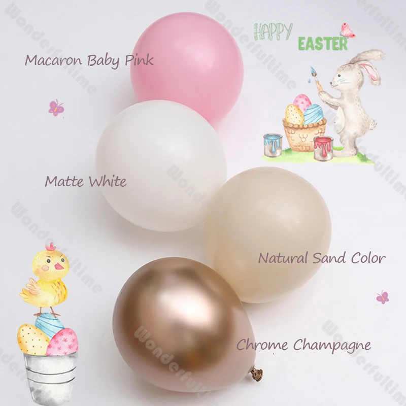 5/10/12/18inch Macaron Pink Matte White Beige Chrome Champagne Balloons DIY Balloons Garland Arch Easter Baby Shower Decorations