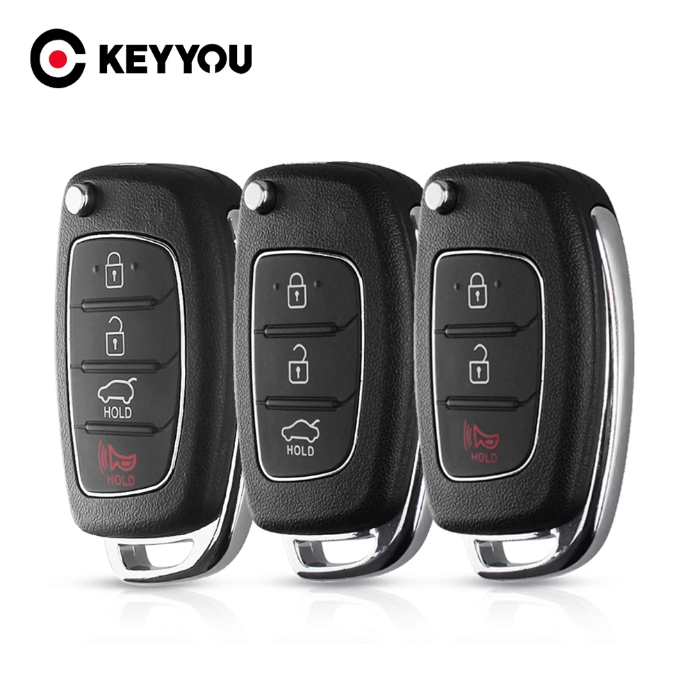 KEYYOU 3/4 Buttons Remote Key Case Fob Flip Folding Car Key Shell For Mistra Hyundai HB20 SANTA FE IX35 IX45 Accent I40 Solaris
