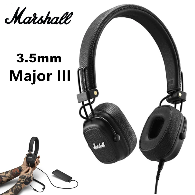 Original Marshall Major III 3.5mm Wired on-Ear Headphones Classic Earphones Deep Bass Foldable Pop Rock Music Headset