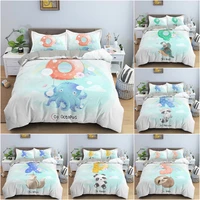 Cartoon Animal Duvet Cover Set Letter Animal Pattern Quilt Cover King Queen Twin Size Bedclothes 2/3pcs Bedding Set for Kids
