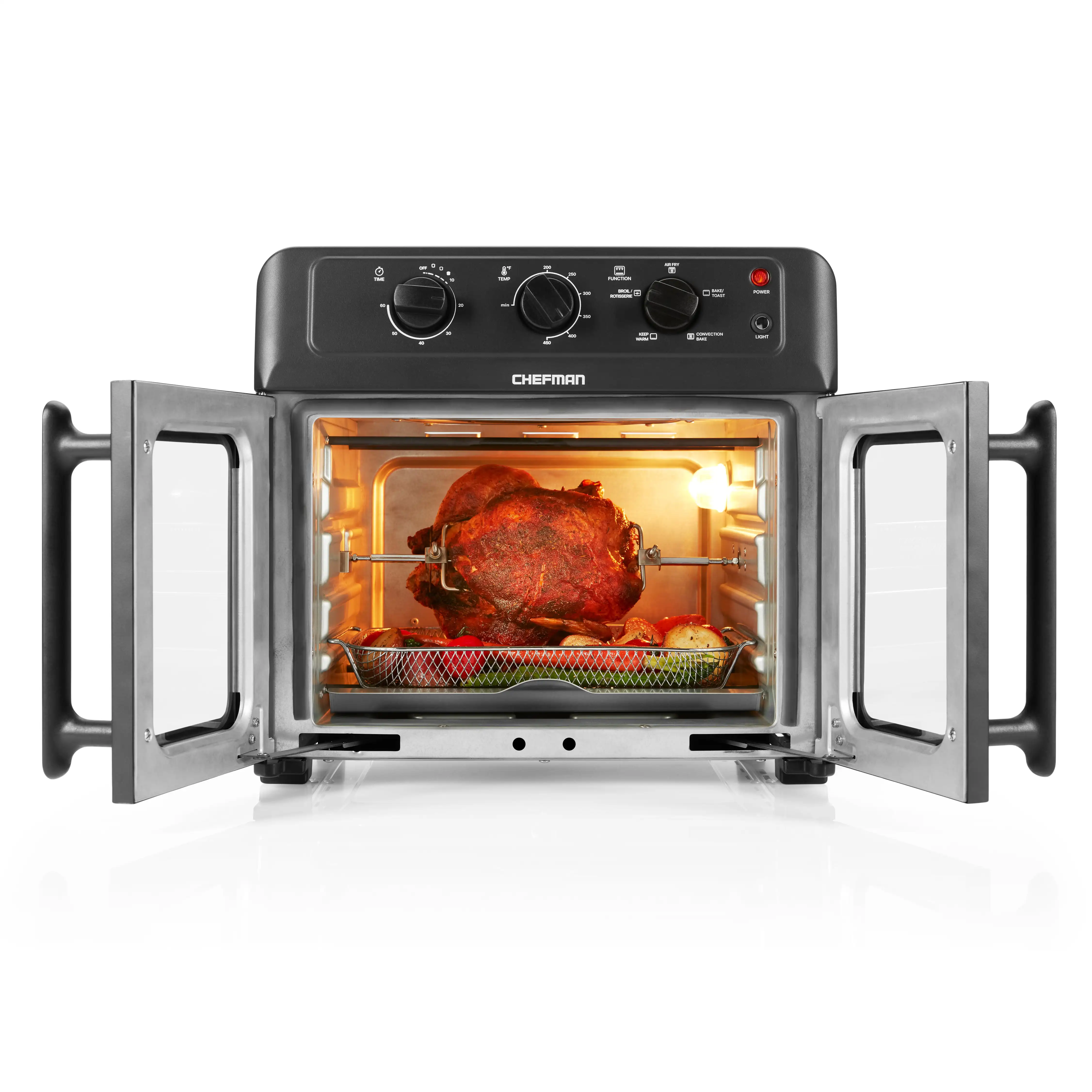 

26 Quart French Door Air Fryer + Oven For Family Size,200 ° F To 450 ° F Temperature Control,Cool-Touch Handles