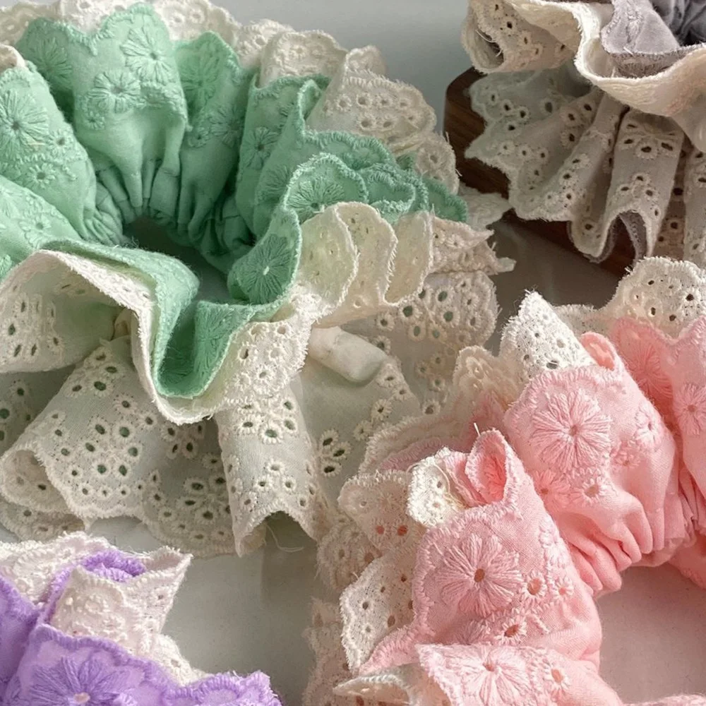 Однотонная Лоскутная четырехслойная кружевная гофрированная резинка головной