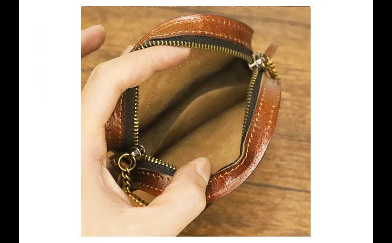 Retro fashion luxury designer natural real leather men ladies round coin purse everyday outdoor summer hot sale mini money bag