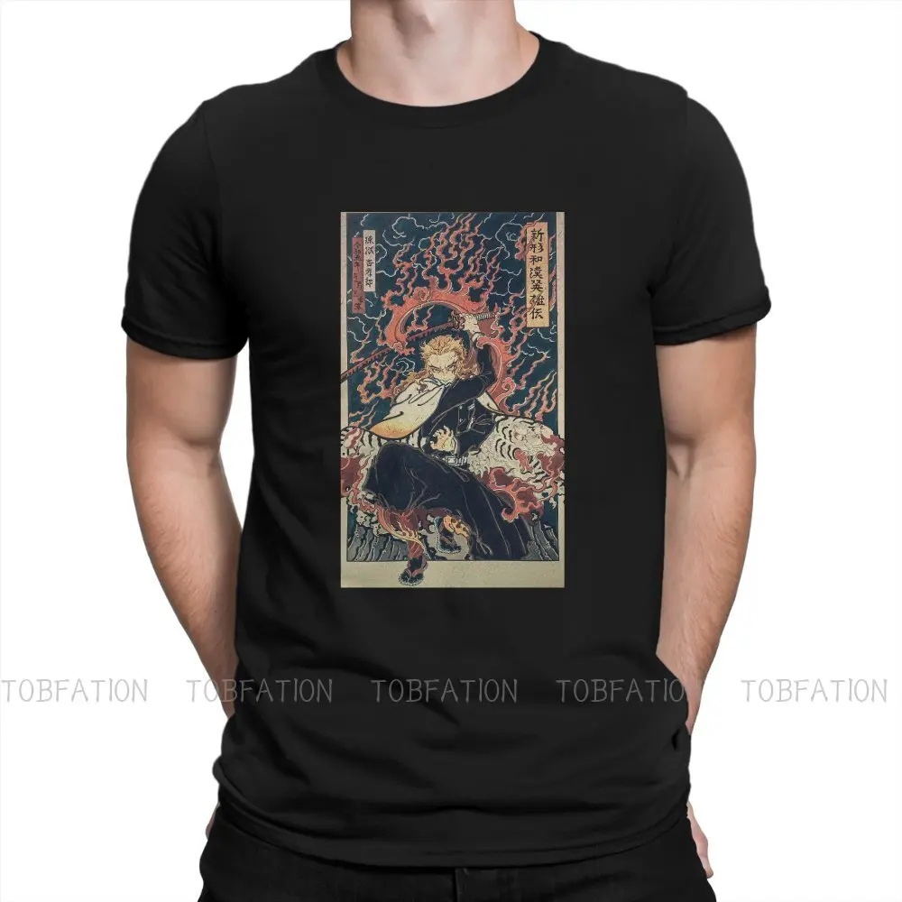 

Rengoku Poster Hipster TShirts Demon Slayer Kamado Tanjirou Nezuko Male Harajuku Fabric Streetwear T Shirt Round Neck Big Size