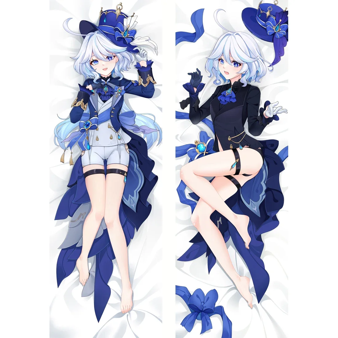 

Genshin Impact Furina Cosplay Dakimakura Hugging Body Pillow Case Costume Furina Long 2-Side Pillowcase Cover Christmas Gifts