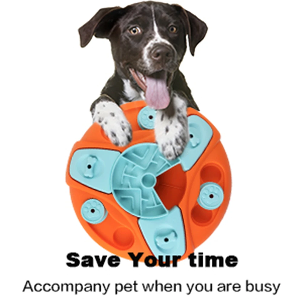 

Тарелка для собак, диспенсер для еды для собак, нескользящая Интерактивная, вращающаяся тарелка для щенков, развивающие игрушки