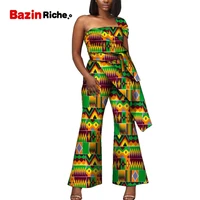 african jumpsuit for women strapless fashion ethnic lady rompers ankara styletrousers dashiki print dresses wy9619