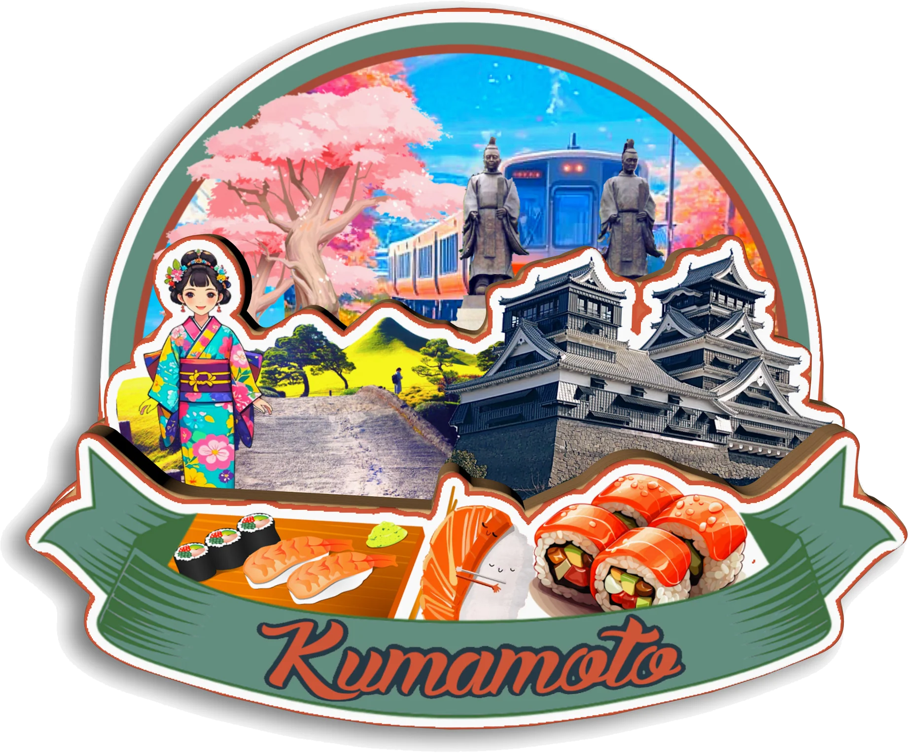 Фото Kumamoto Okayama Shizuoka Kagoshima Utsunomiya Matsuyama Oita Kanazawa Aomori Япония Магнит на холодильник Путешествия Сувенир Подарок №2