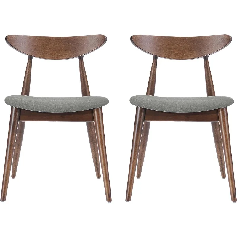 

Тканевые обеденные стулья с отделкой из ореха, набор из 2 предметов, цвет светильник Grey/орех