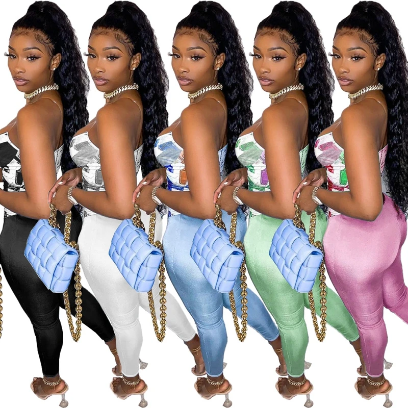 Облегающий комплект из двух предметов женский топ и брюки летнего аккорда